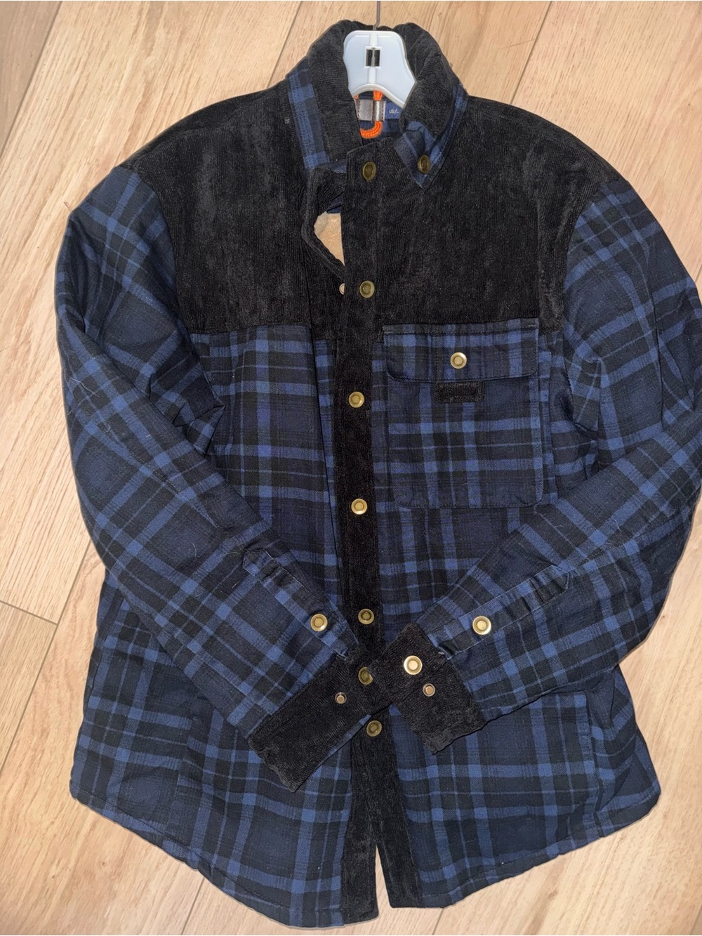 Men's Sherpa Lined Fleece Long Sleeve Plaid Flannel Snap Shirt Jacket NWOT Large